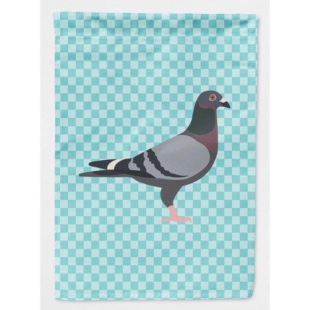 Carolines Treasures Racing Pigeon Blue Check Canvas House Flag BB8125CHF